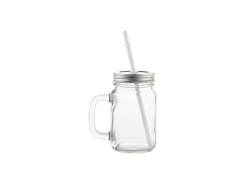 Vaso de vidrio frost para sublimar con popote 16 Oz Fresh Jar