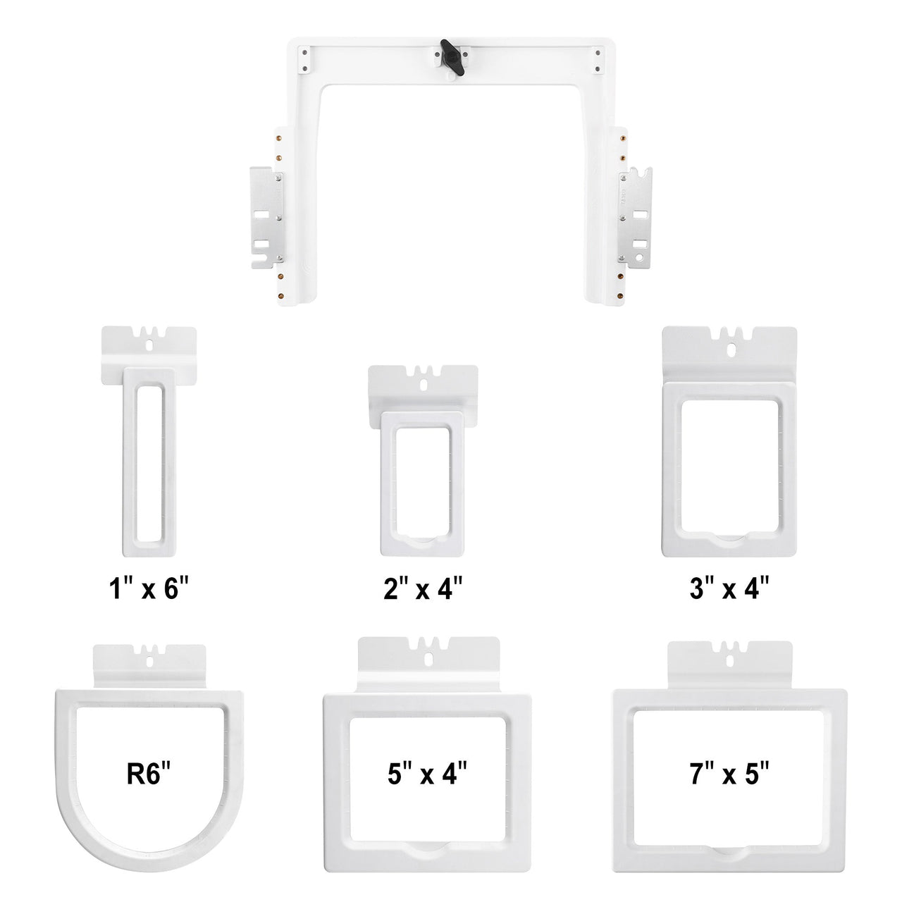 Set de seis bastidores magnéticos para máquinas de bordado con adaptador y soporte