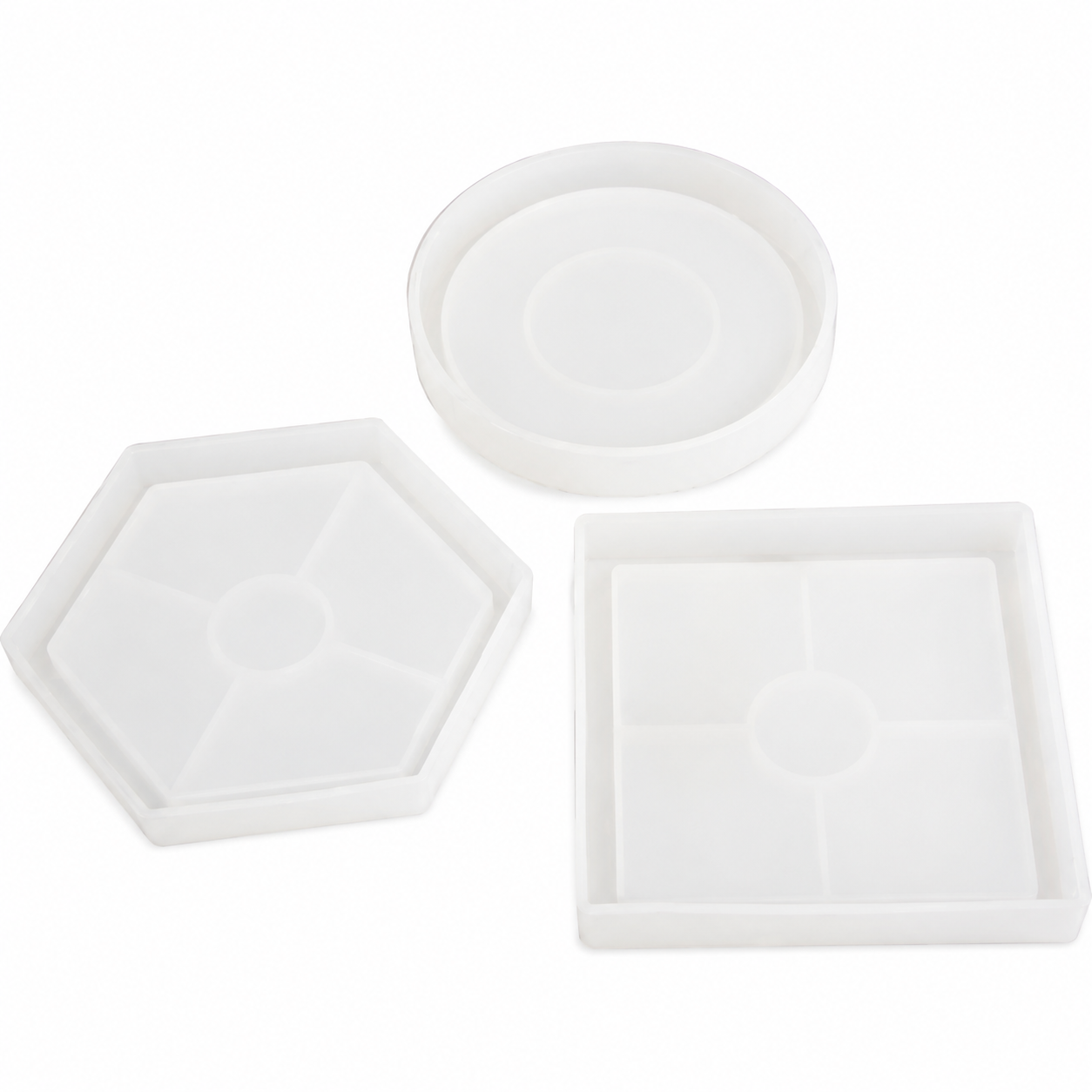 Moldes de silicona para posavasos redondo cuadrado y hexagonal