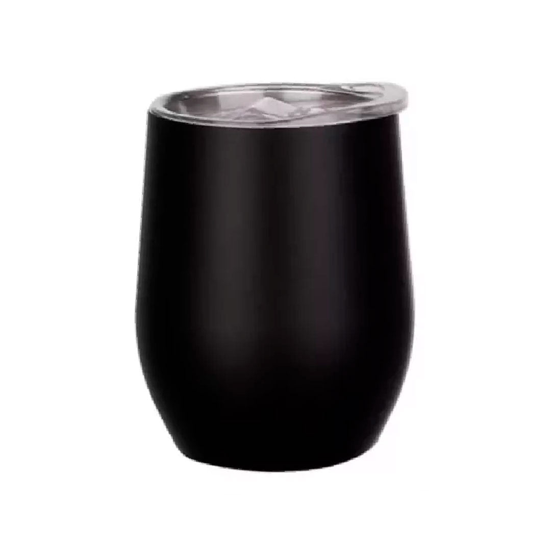 Vaso vinero negro de acero inoxidable de 12 oz para grabado láser